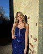 Mermaid V-neck Sparkly Velvet Sequin Prom Dresses