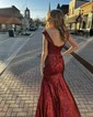Mermaid Off-the-shoulder Sparkly Sequin Prom Dresses With Ruched