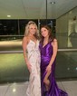 Mermaid V-neck Satin Corset Prom Dresses With Ruched