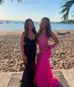 Mermaid V-neck Stretch Crepe Cut Out Beaded Prom Dresses