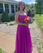 A-line Strapless Chiffon Corset Prom Dresses With Appliques