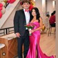 Sheath/Column Strapless Satin Cut Out Prom Dresses With Ruched