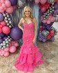 Mermaid Sweetheart Tulle Tiered Prom Dresses With Appliques