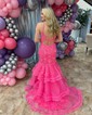 Mermaid Sweetheart Tulle Tiered Prom Dresses With Appliques