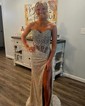 Sheath/Column Strapless Sparkly Sequin Prom Dresses With Beading