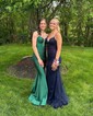 Sheath/Column V-neck Jersey Beaded Prom Dresses