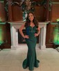 Sheath/Column V-neck Jersey Beaded Prom Dresses