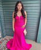 Sheath/Column V-neck Jersey Beaded Prom Dresses