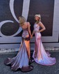 Sheath/Column V-neck Metallic Prom Dresses With Beading