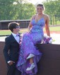 Sheath/Column V-neck Sparkly Sequin Prom Dresses With Feather