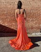 Mermaid Strapless Satin Cut Out Beaded Prom Dresses