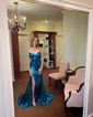 Sparkly Mermaid Strapless Metallic Prom Dresses With Ruched