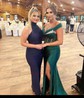 Mermaid V-neck Satin Corset Prom Dresses With Ruched