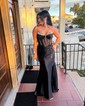 Mermaid V-neck Satin Corset Prom Dresses With Ruched