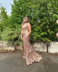Mermaid V-neck Backless Sparkly Sequin Prom Dresses