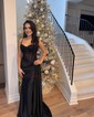 Trumpet/Mermaid Sweetheart Silk-like Satin Sweep Train Prom Dresses With Split Front
