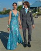Mermaid V-neck Backless Sparkly Sequin Prom Dresses
