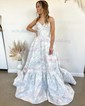 Ball Gown Strapless Satin Floral Prom Dresses With Ruched