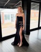 Mermaid Strapless Stretch Crepe Prom Dresses With Beading