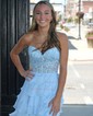 Ball Gown Strapless Chiffon Tiered Prom Dresses With Appliques