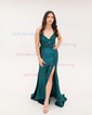 Mermaid V-neck Satin Prom Dresses With Appliques