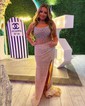 Sheath/Column Strapless Sparkly Sequin Prom Dresses with Beading