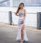 Sheath/Column Strapless Sparkly Sequin Prom Dresses with Beading