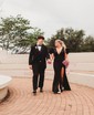 Mermaid V-neck Stretch Crepe Prom Dresses With Puff Sleeve