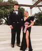 Mermaid V-neck Stretch Crepe Prom Dresses With Puff Sleeve