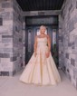 Ball Gown Scoop Neck Tulle Prom Dresses With Appliques