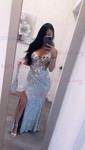 Mermaid V-neck Sparkly Velvet Sequin Prom Dresses With Beading