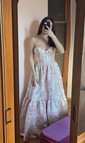 Ball Gown Strapless Satin Floral Prom Dresses With Ruched