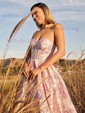 Ball Gown Strapless Satin Floral Prom Dresses With Ruched