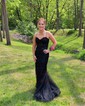 Corset Sheath/Column Tulle Sweetheart Appliques Prom Dresses