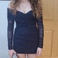 Glitter Black Bodycon Long Sleeve Ruched Mini Dress