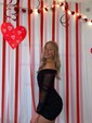 Glitter Black Bodycon Long Sleeve Ruched Mini Dress