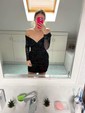 Glitter Black Bodycon Long Sleeve Ruched Mini Dress