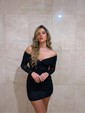 Glitter Black Bodycon Long Sleeve Ruched Mini Dress