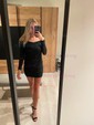Glitter Black Bodycon Long Sleeve Ruched Mini Dress