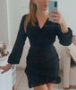 Elegant Black Chiffon Bodycon Long Sleeve Ruffle Mini Dress
