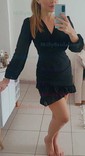 Elegant Black Chiffon Bodycon Long Sleeve Ruffle Mini Dress