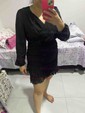 Elegant Black Chiffon Bodycon Long Sleeve Ruffle Mini Dress