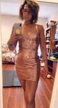Sparkly Bodycon Sequin V-neck Mini Dress