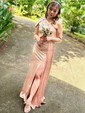 Elegant Sheath/Column Satin One Shoulder Ruffle Formal Dresses