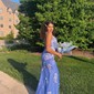 Sheath/Column V-neck Tulle Prom Dresses With Appliques