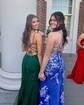 Sheath/Column V-neck Tulle Prom Dresses With Appliques
