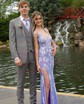 Sheath/Column V-neck Tulle Prom Dresses With Appliques