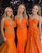 Mermaid V-neck Sparkly Sequin Prom Dresses