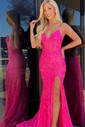 Mermaid V-neck Sparkly Sequin Prom Dresses