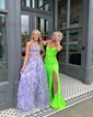Ball Gown Square Neck Tulle Floral Prom Dresses